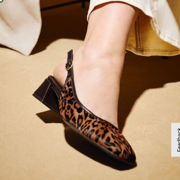 Naturalizer Jayla Leopard Print Calf Hair D'orsay Slingback Pumps Women's Size 6 - Picture 1 of 13